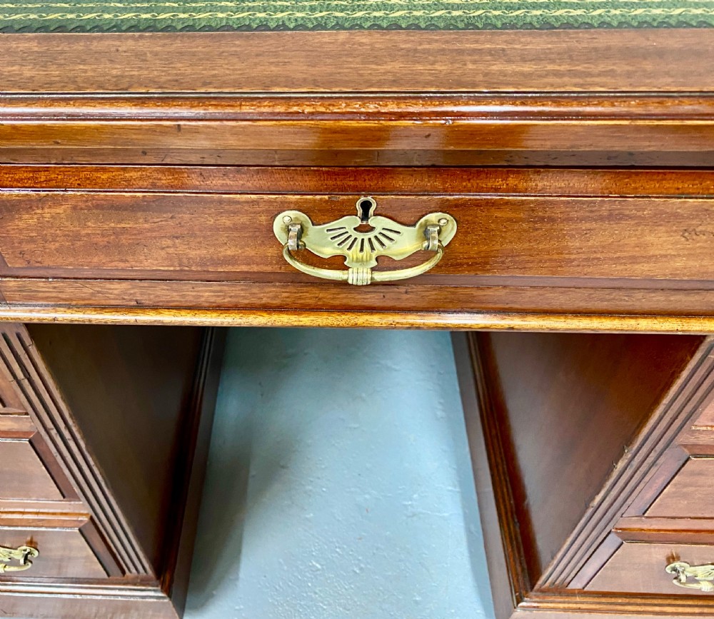 Small Antique Mahogany Pedestal Desk View VII