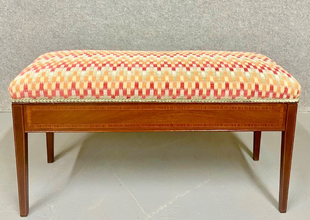Edwardian Mahogany and Inlaid Window Seat