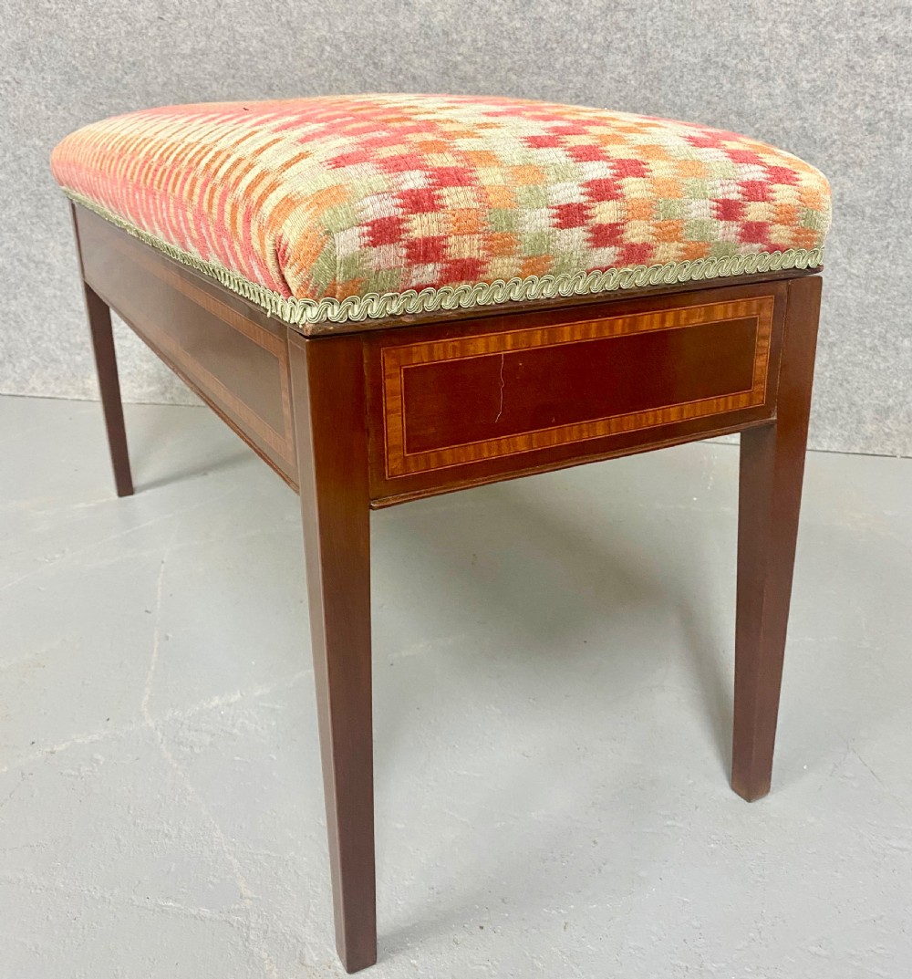 Edwardian Mahogany and Inlaid Window Seat View II