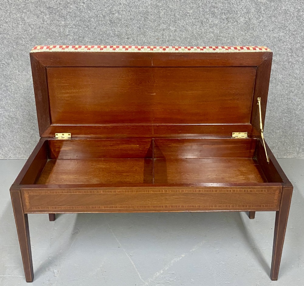 Edwardian Mahogany and Inlaid Window Seat View III