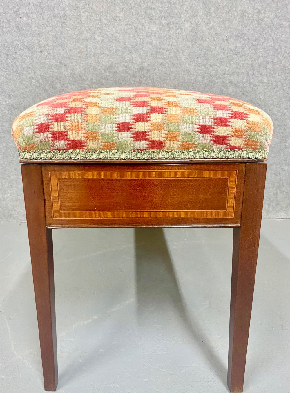 Edwardian Mahogany and Inlaid Window Seat View V