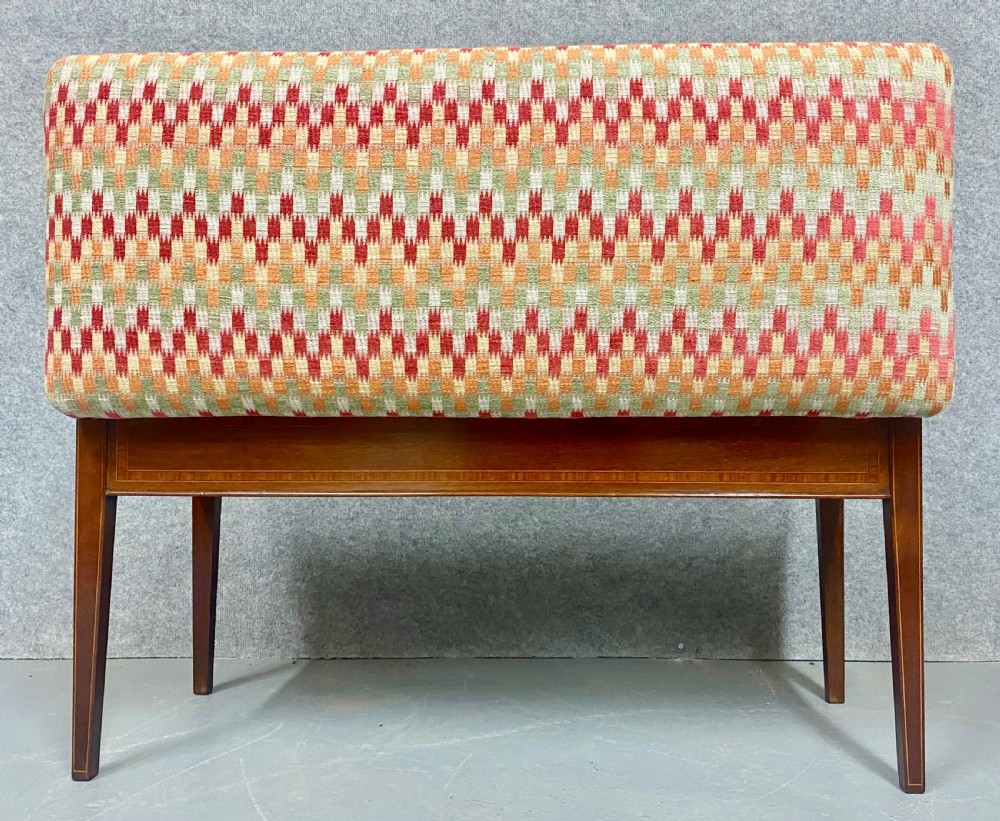 Edwardian Mahogany and Inlaid Window Seat View VII