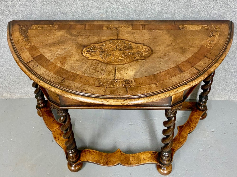 William & Mary Style Walnut Console Side Table View VI