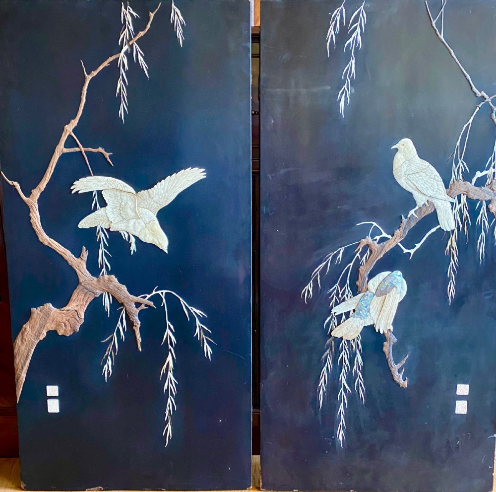 Large Pair Shibayama Style Wall Plaques