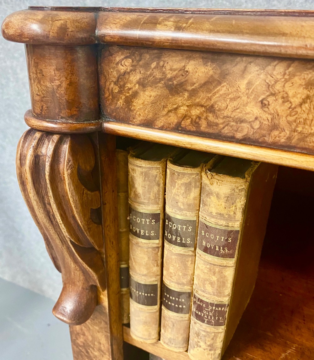 Antique Edwards & Roberts Burr Walnut Open Bookcase View IX