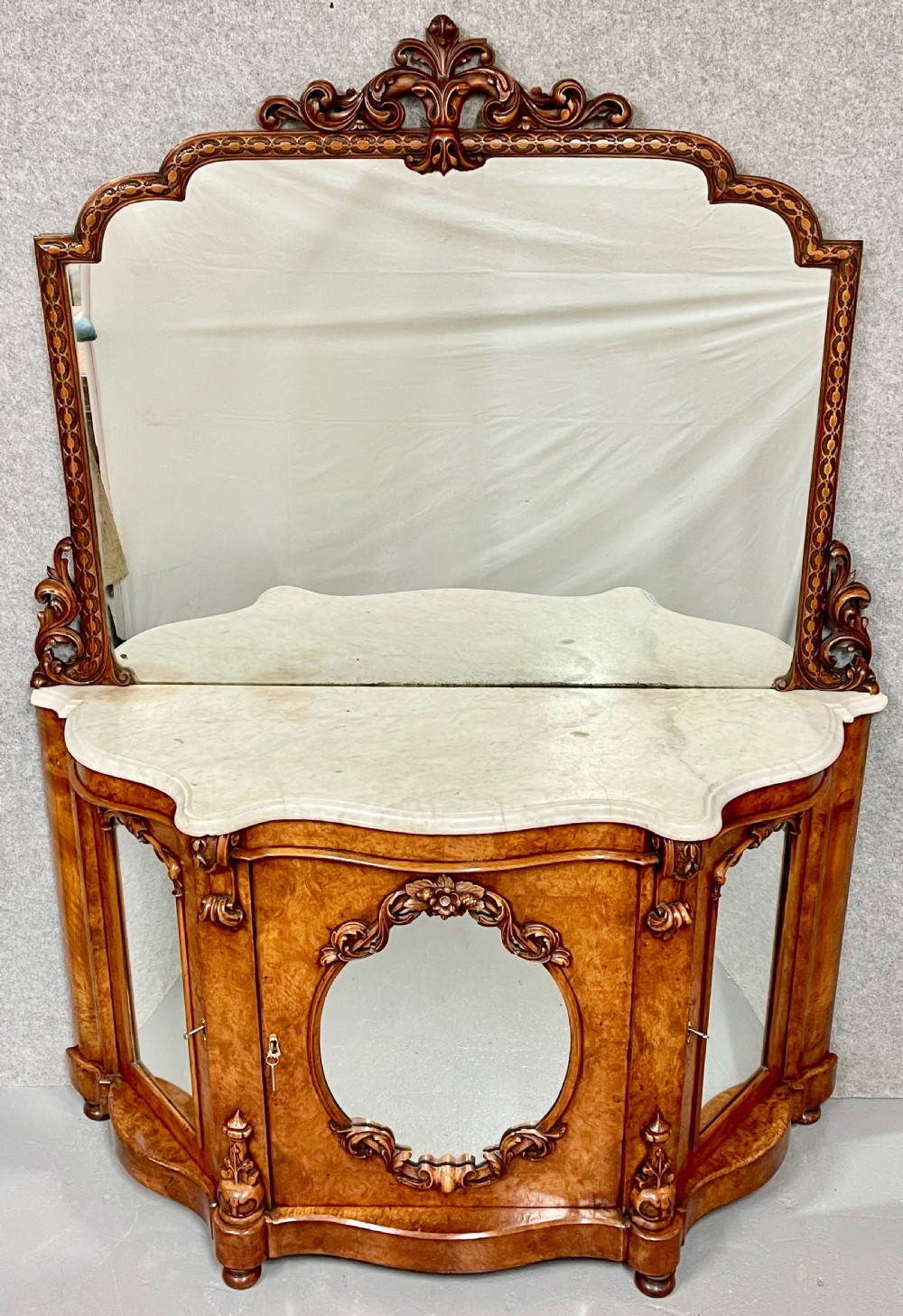 Victorian Burr Walnut Mirror Back Sideboard View II