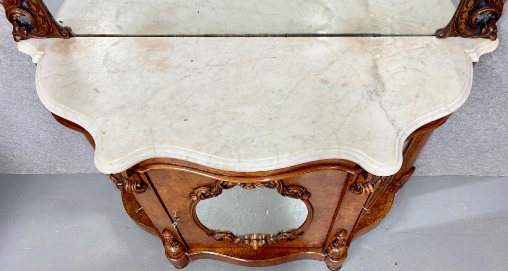 Victorian Burr Walnut Mirror Back Sideboard View IX