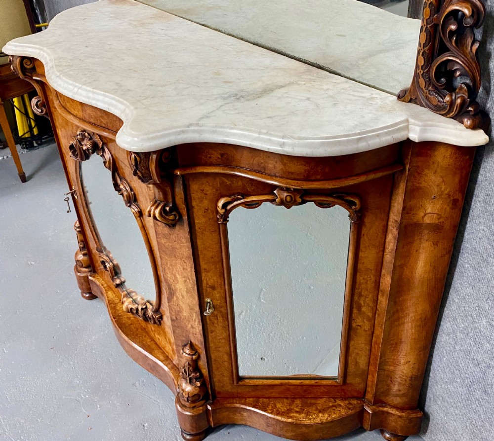 Victorian Burr Walnut Mirror Back Sideboard View XI