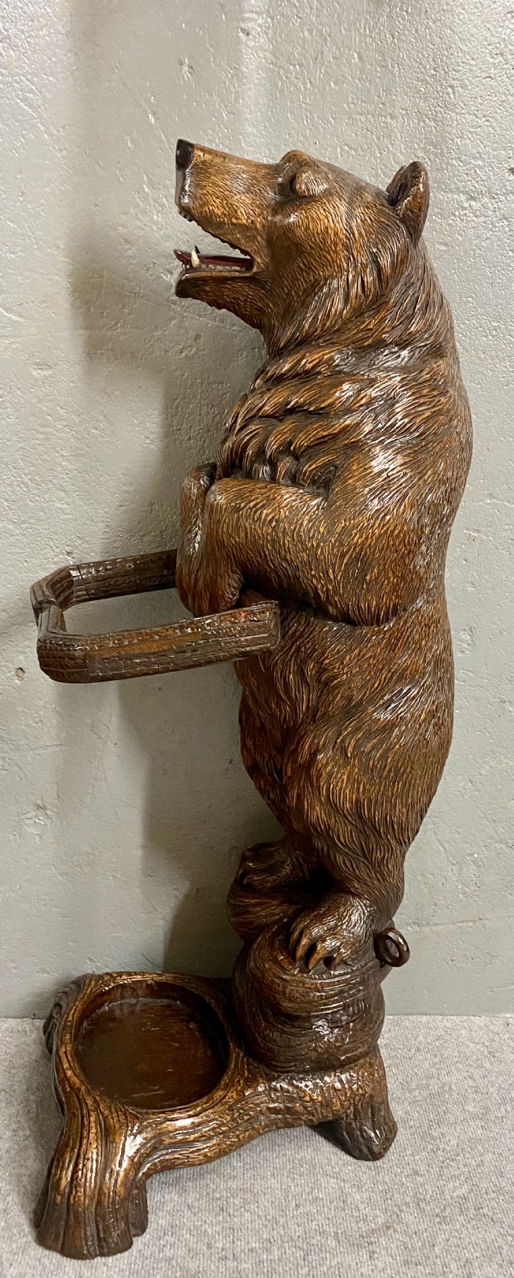 Charming Antique Black Forest Bear Stick Stand
