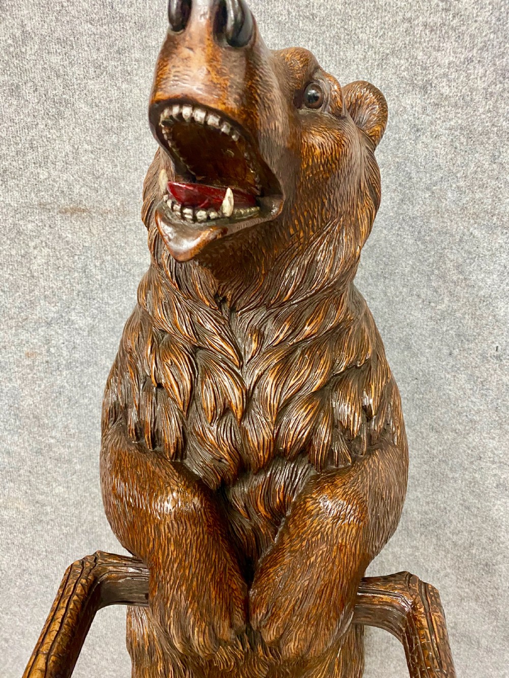 Charming Antique Black Forest Bear Stick Stand View VIII