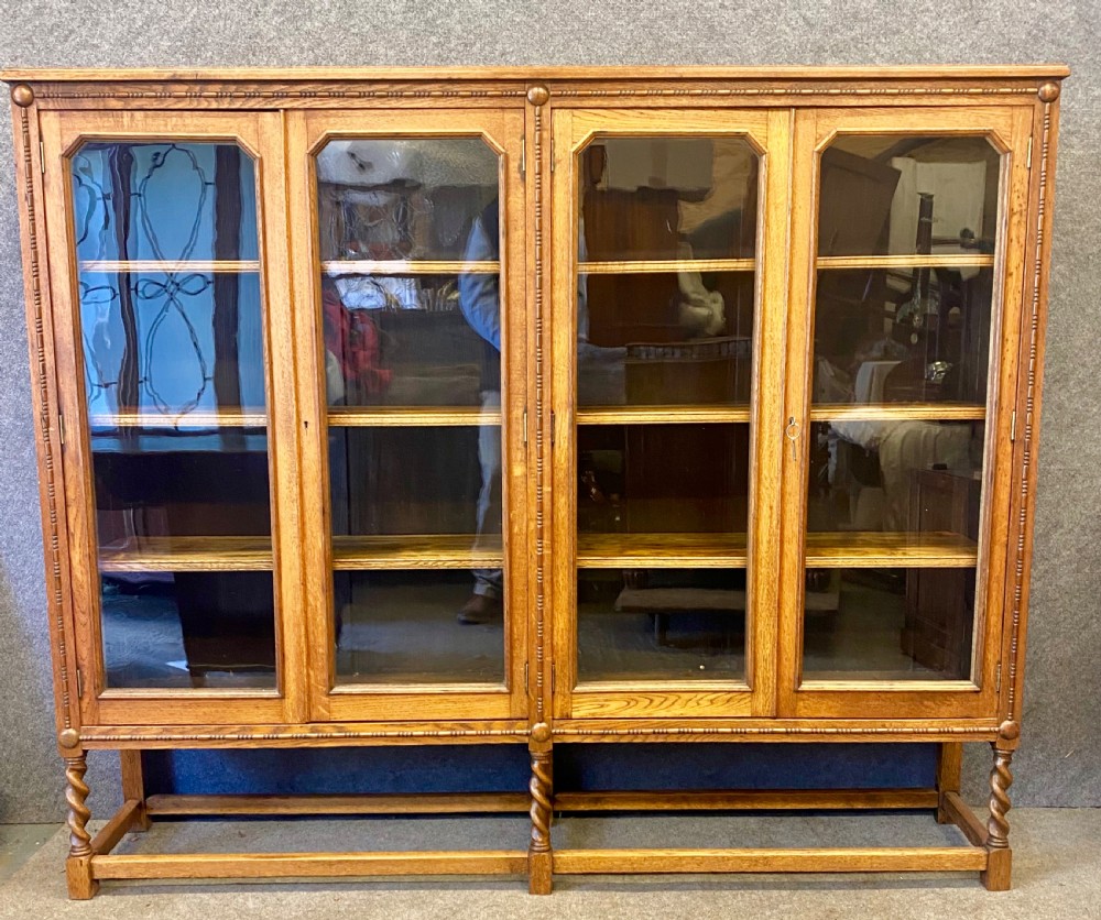 1920's Oak 4 Door Bookcase View II