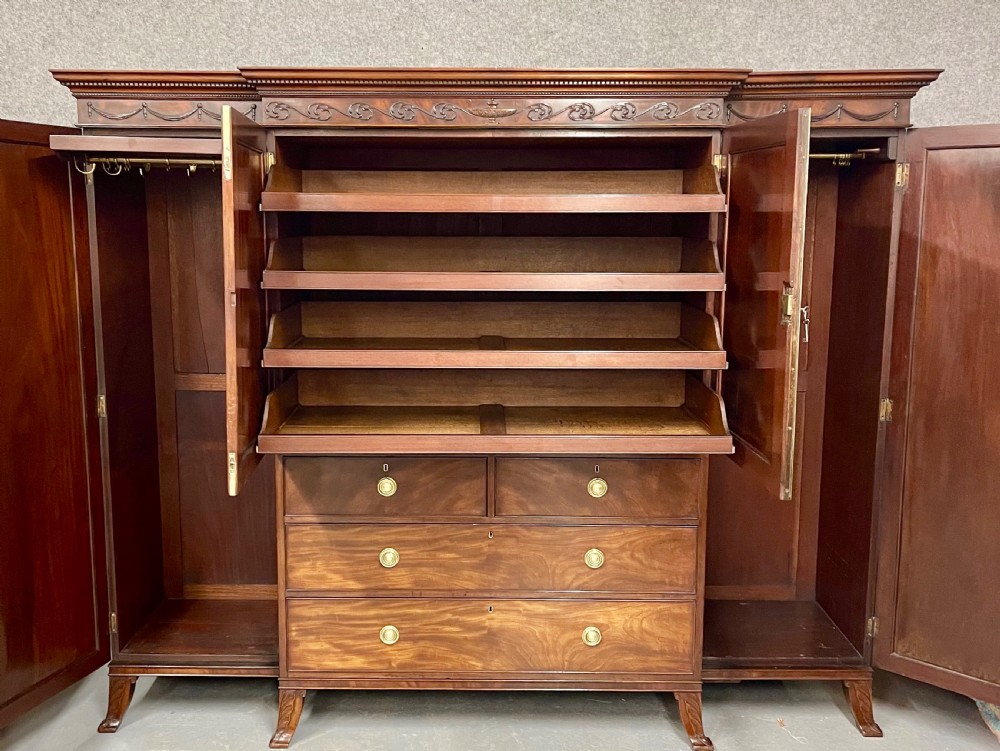 Fine George III Breakfront Linen Press Wardrobe View III