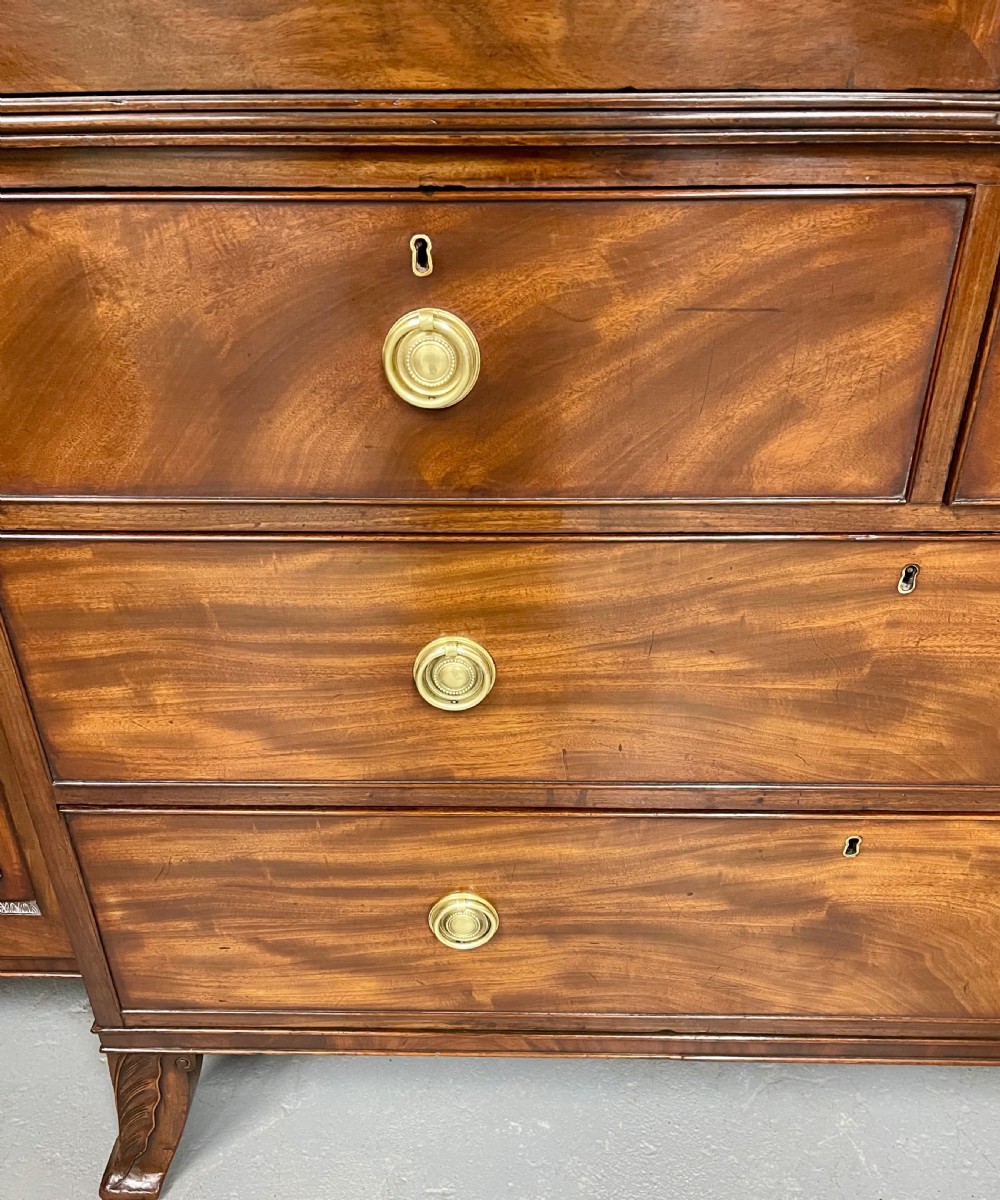 Fine George III Breakfront Linen Press Wardrobe View IX