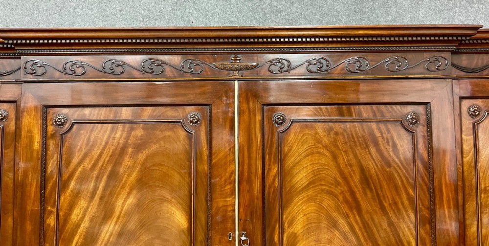 Fine George III Breakfront Linen Press Wardrobe View XII