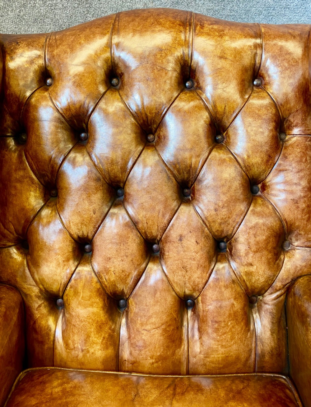 Georgian Style Mahogany & Leather Winged Armchair View VI