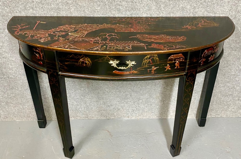 Chinoiserie Demi Lune Console Table