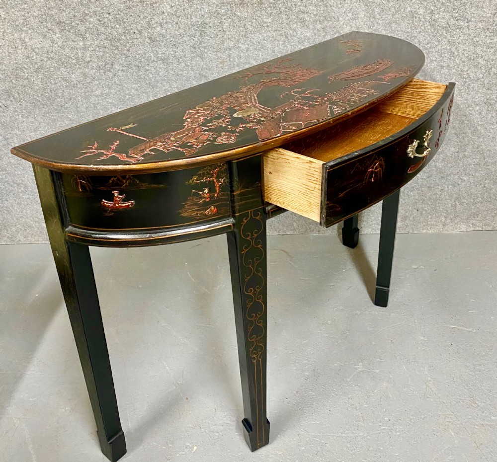 Chinoiserie Demi Lune Console Table View II