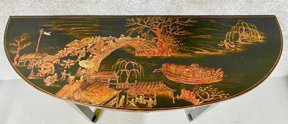 Chinoiserie Demi Lune Console Table View III