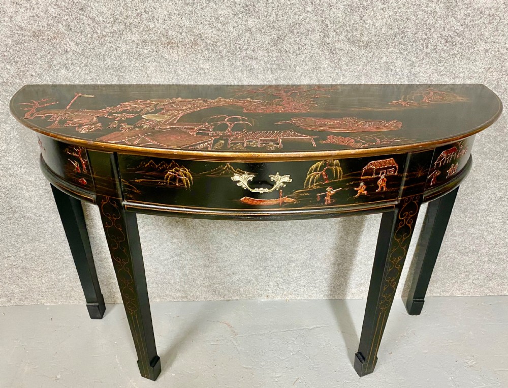 Chinoiserie Demi Lune Console Table View VII
