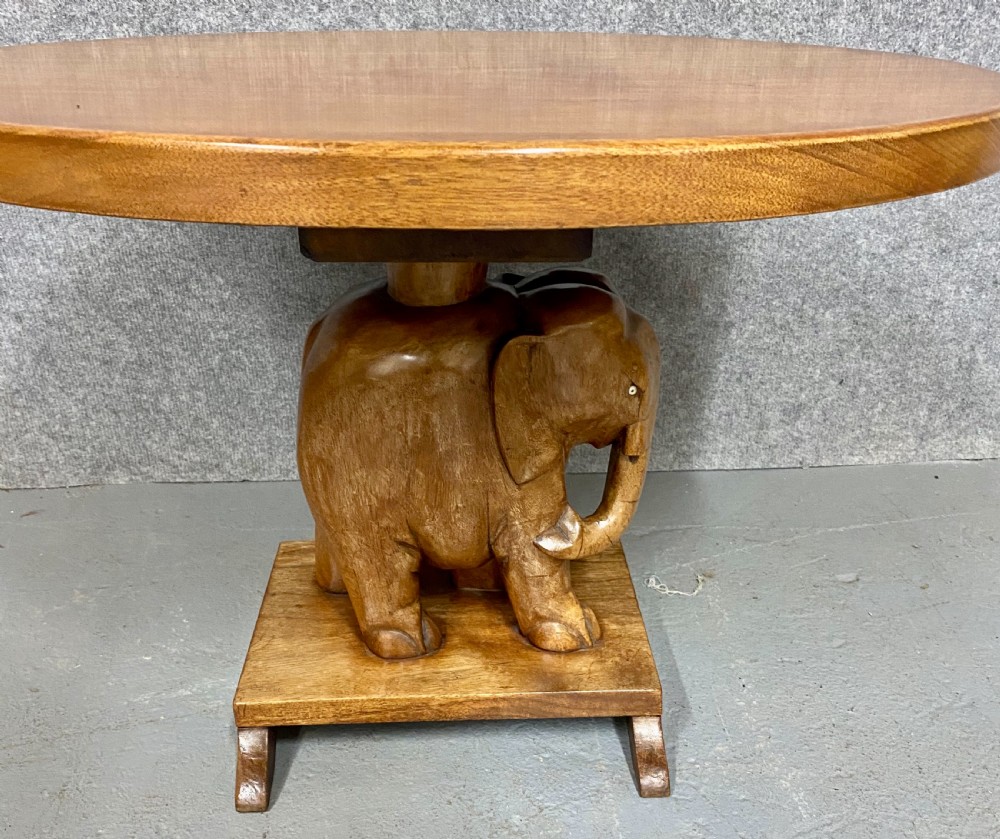 Carved Teak Elephant Coffee Table View III