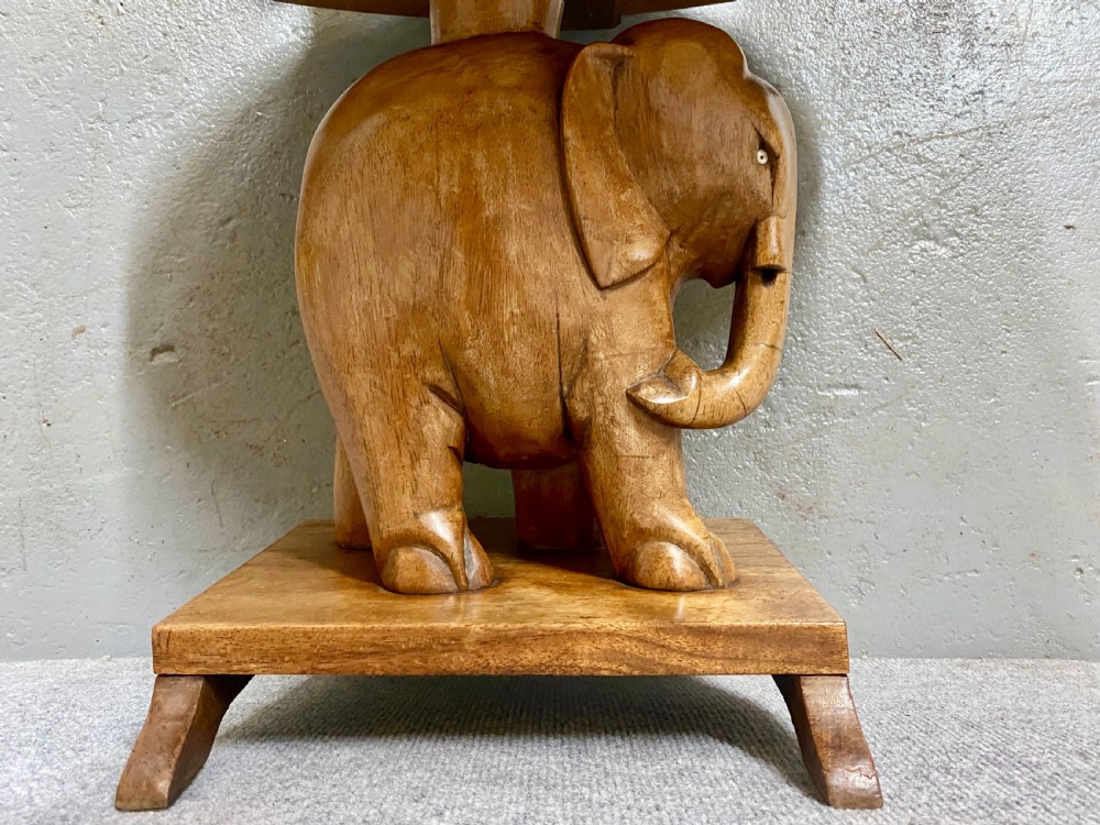 Carved Teak Elephant Coffee Table View V