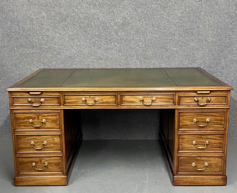 Extra Large Antique Mahogany Pedestal Desk. View II