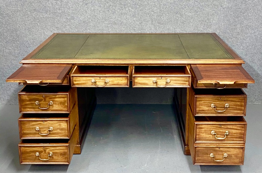 Extra Large Antique Mahogany Pedestal Desk. View III