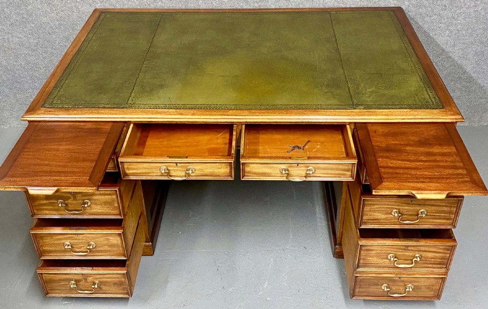 Extra Large Antique Mahogany Pedestal Desk. View IV