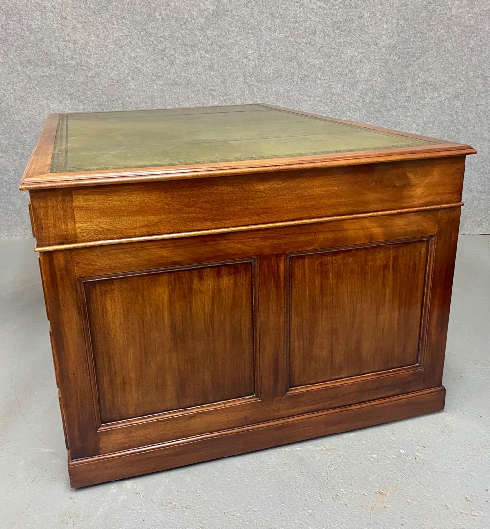 Extra Large Antique Mahogany Pedestal Desk. View V
