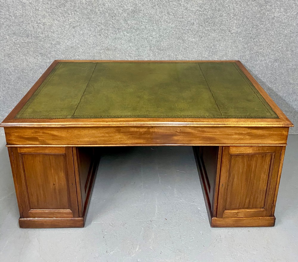 Extra Large Antique Mahogany Pedestal Desk. View X