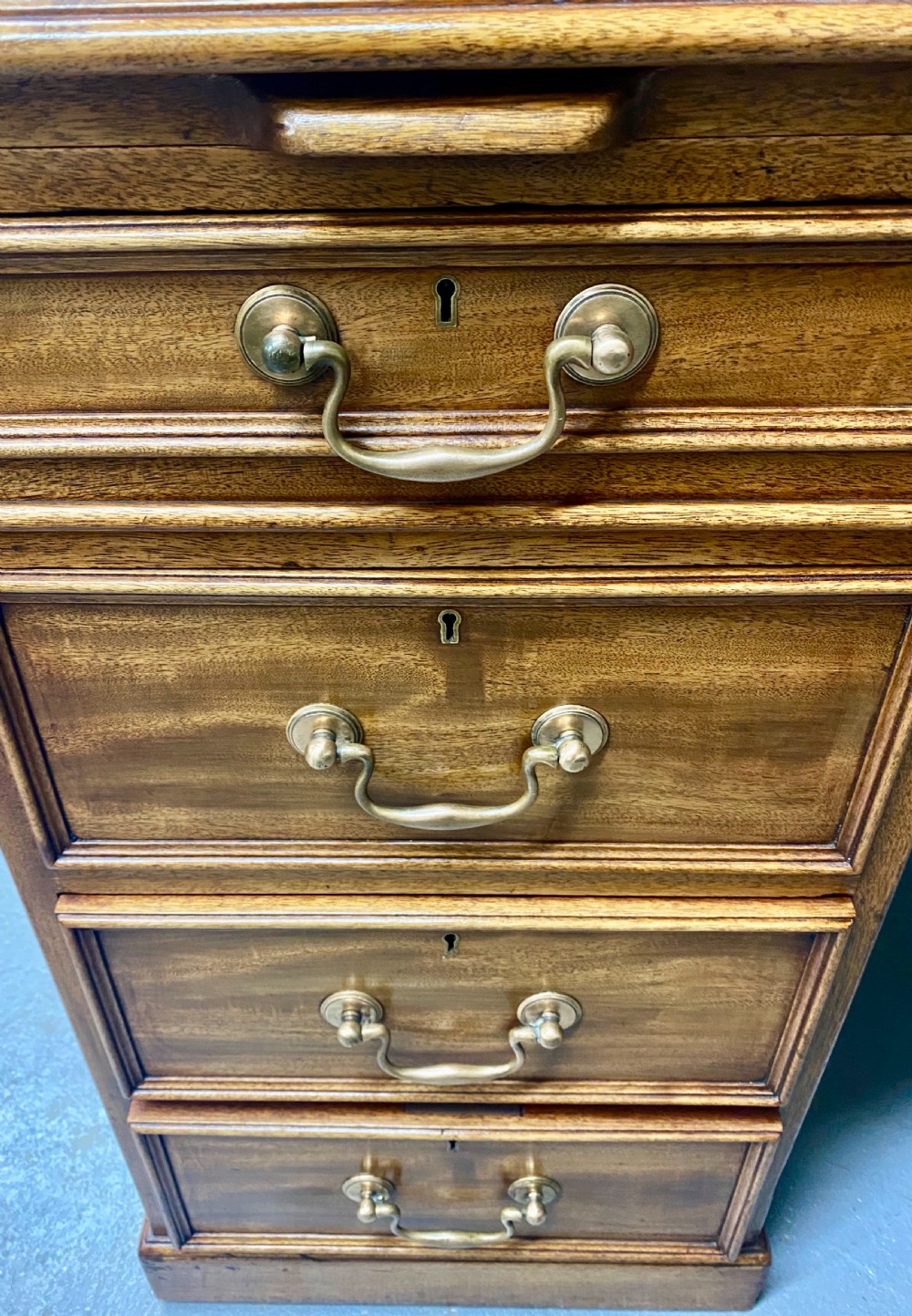 Extra Large Antique Mahogany Pedestal Desk. View XV