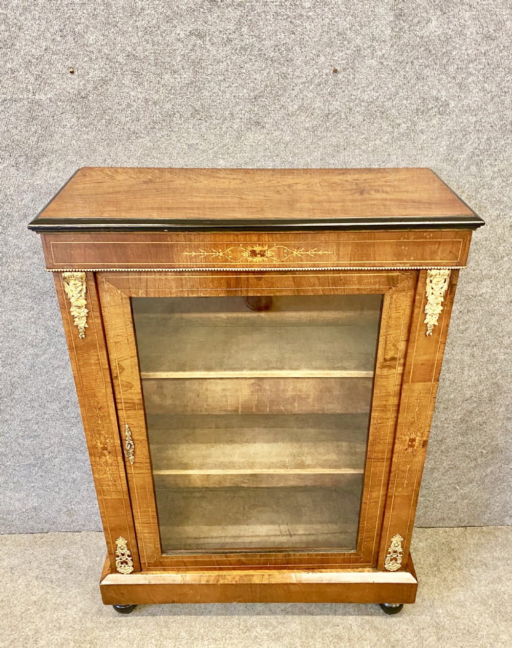 Small Late Victorian Walnut & Inlaid Bookcase