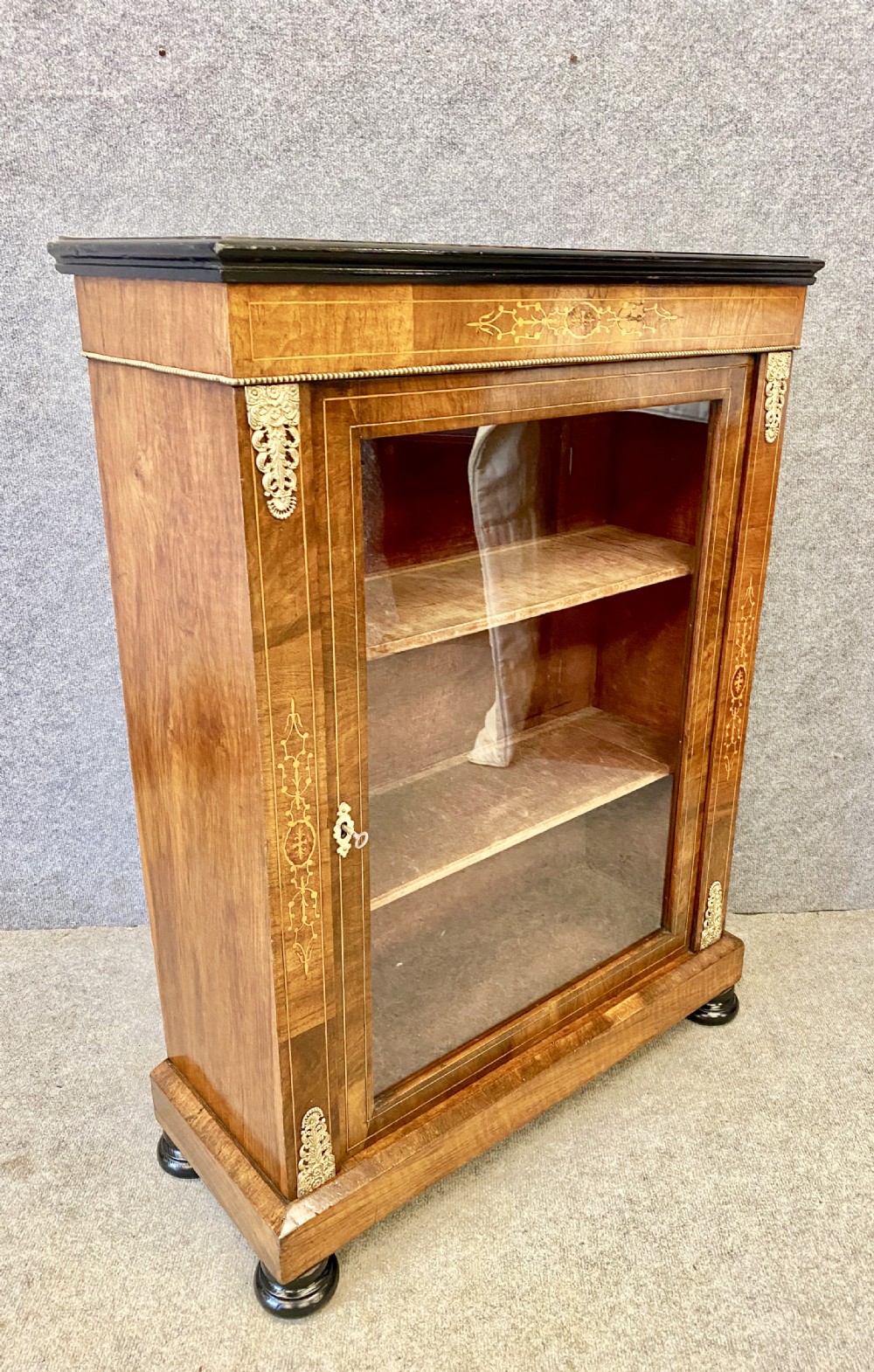 Small Late Victorian walnut & Inlaid Bookcase