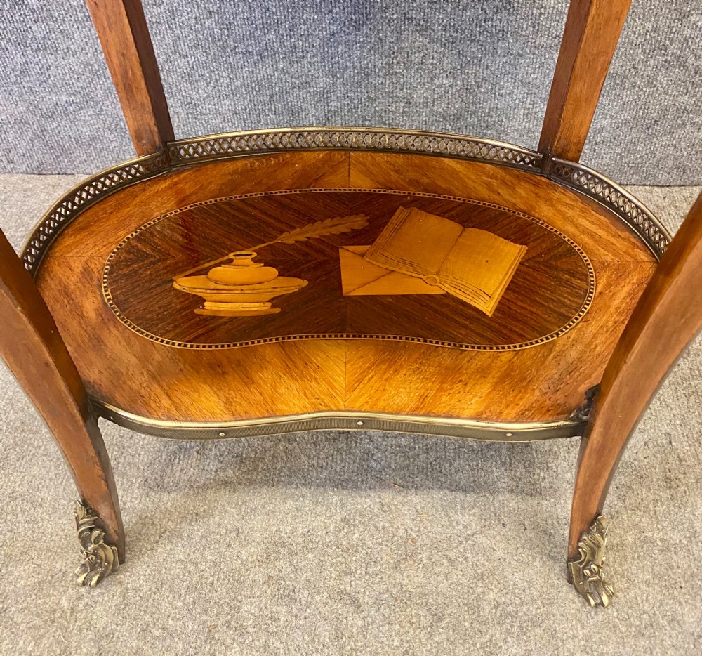 Beautifully Inlaid French 3 drawer Table View III