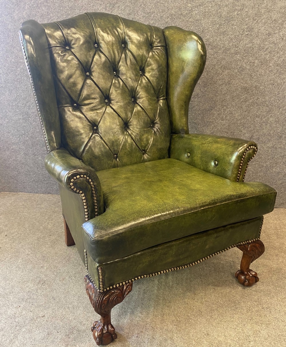 Georgian Style Leather Winged Armchair View III