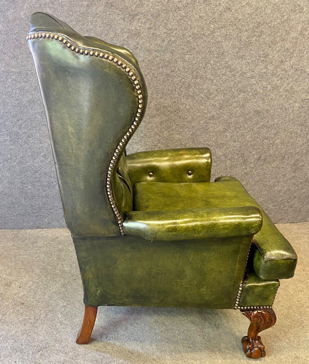 Georgian Style Leather Winged Armchair View V