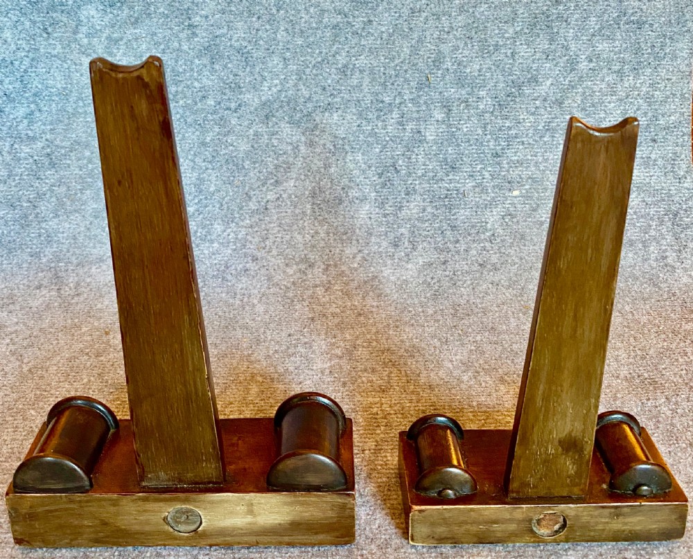 2 Antique Mahogany  Display Plate Stands View VI