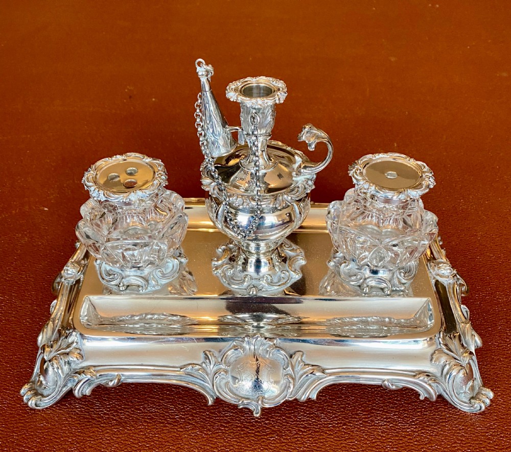 Fine Sterling Silver Victorian Desk Standish