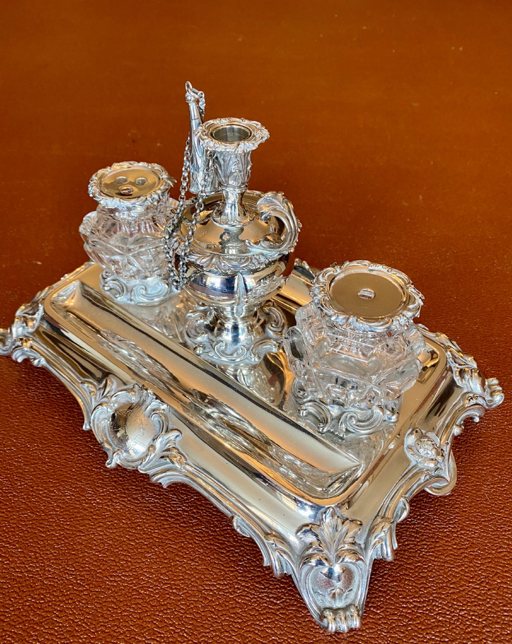 Fine Sterling Silver Victorian Desk Standish View II