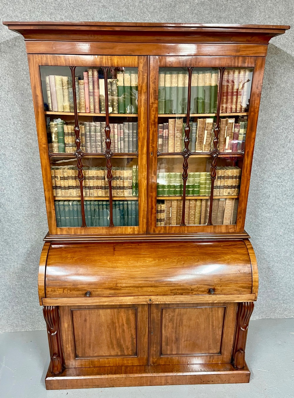 Good Quality Antique Cylinder Bureau Bookcase View IV