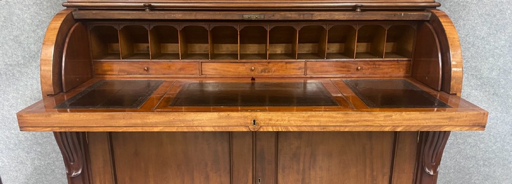 Good Quality Antique Cylinder Bureau Bookcase View V