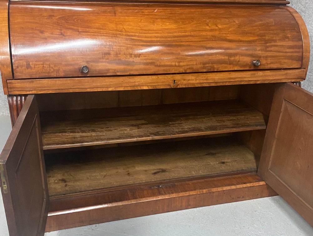 Good Quality Antique Cylinder Bureau Bookcase View X