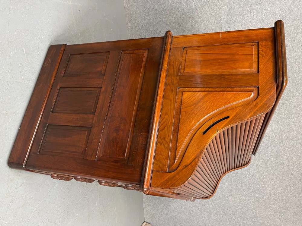 Superior Antique Walnut Roll Top Desk View IX