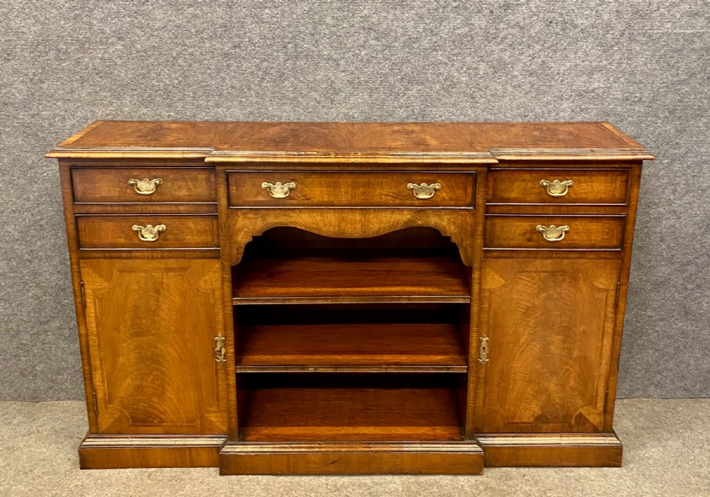Small George I Walnut Breakfront Side Cabinet Bookcase