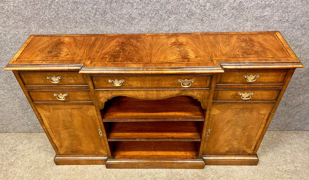 Small George I Walnut Breakfront Side Cabinet Bookcase View II
