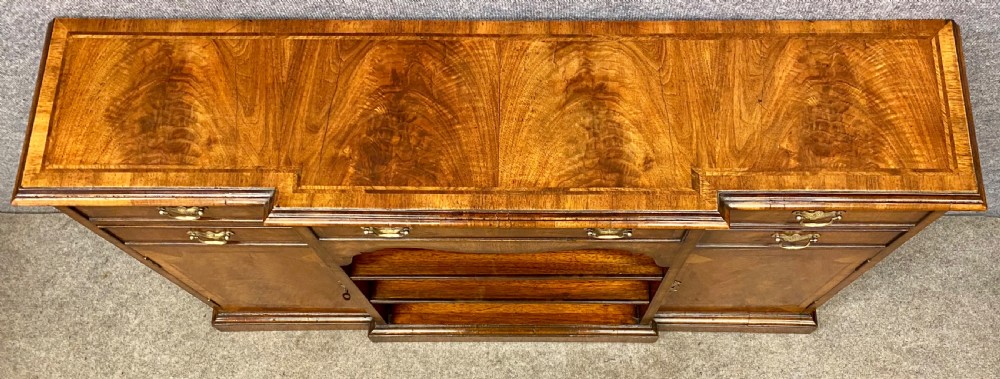 Small George I Walnut Breakfront Side Cabinet Bookcase View IV