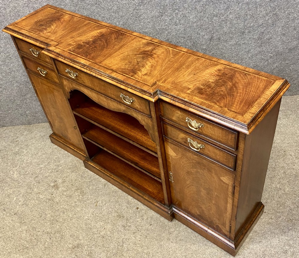 Small George I Walnut Breakfront Side Cabinet Bookcase View V
