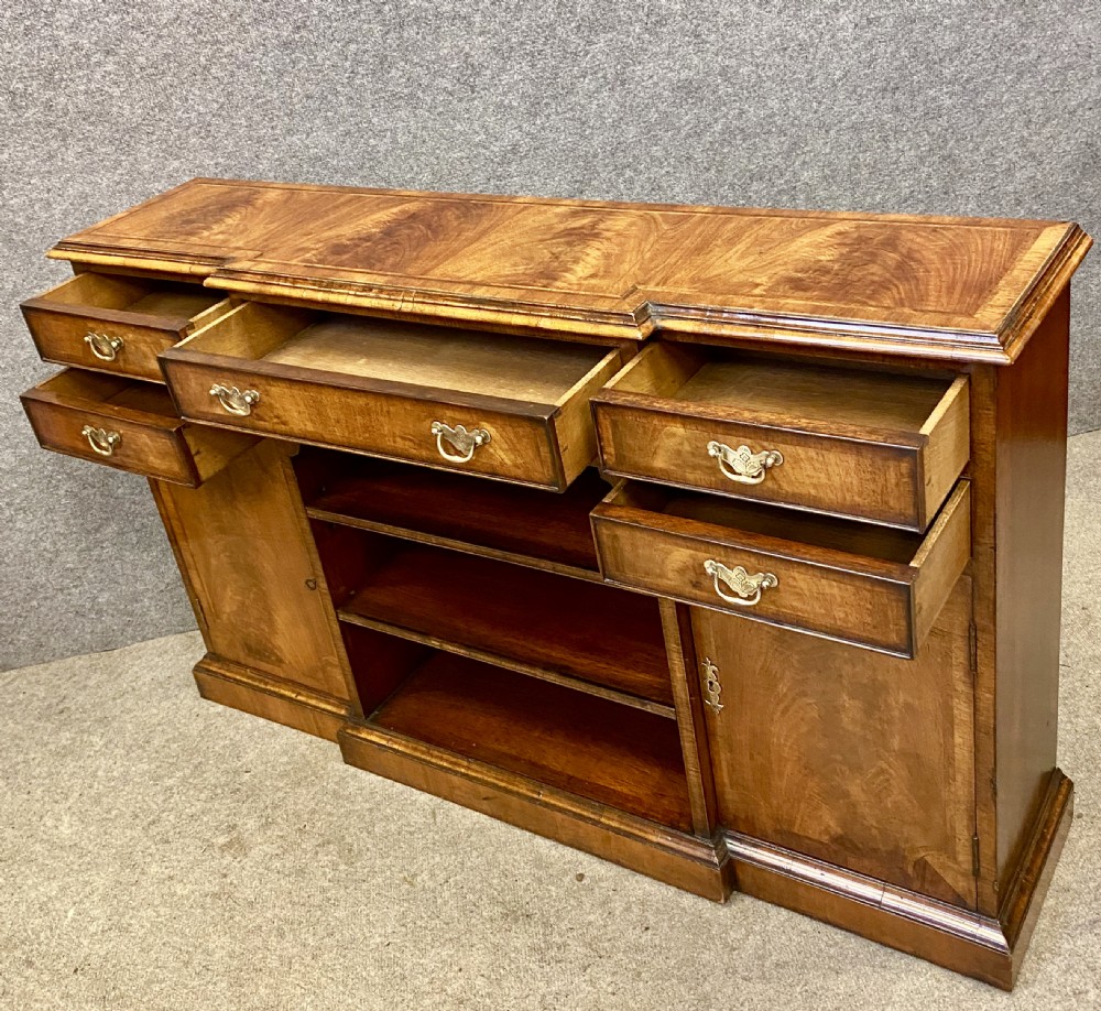 Small George I Walnut Breakfront Side Cabinet Bookcase View VII