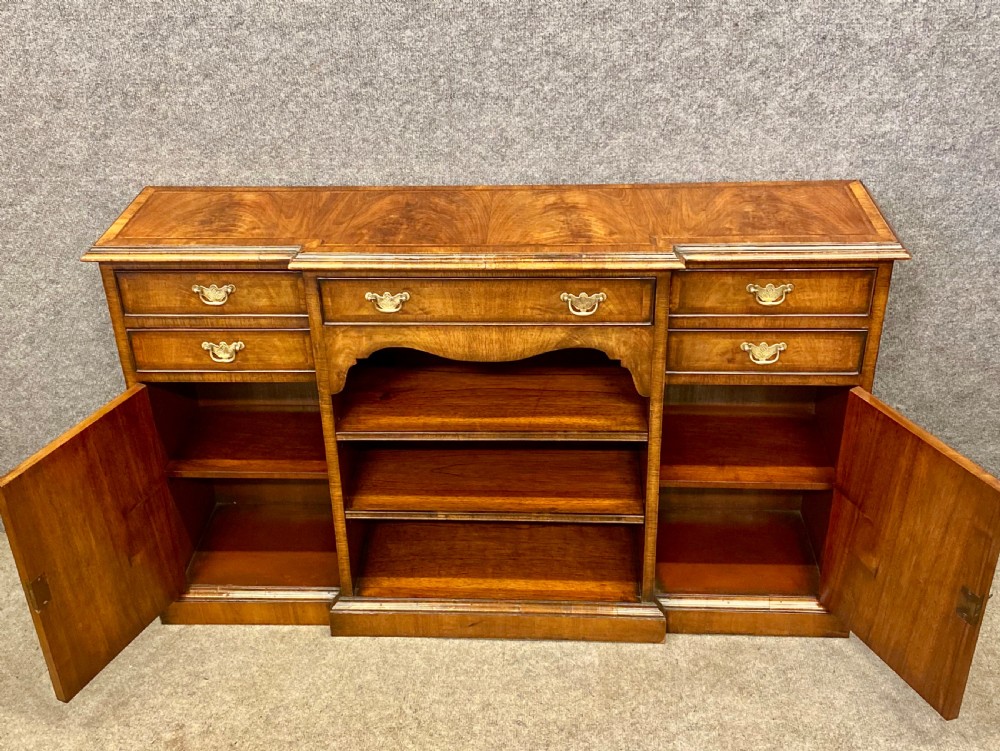 Small George I Walnut Breakfront Side Cabinet Bookcase View VIII