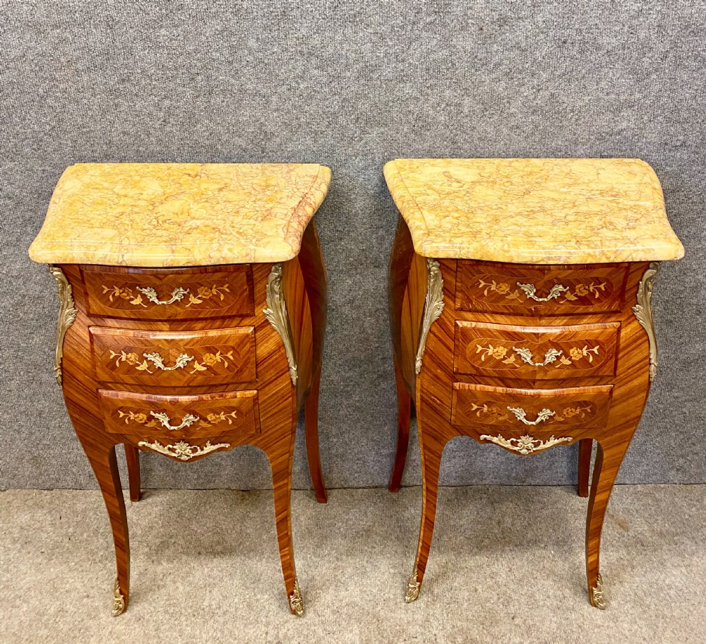 Pair Kingwood & Marquetry Bedside Chests View III